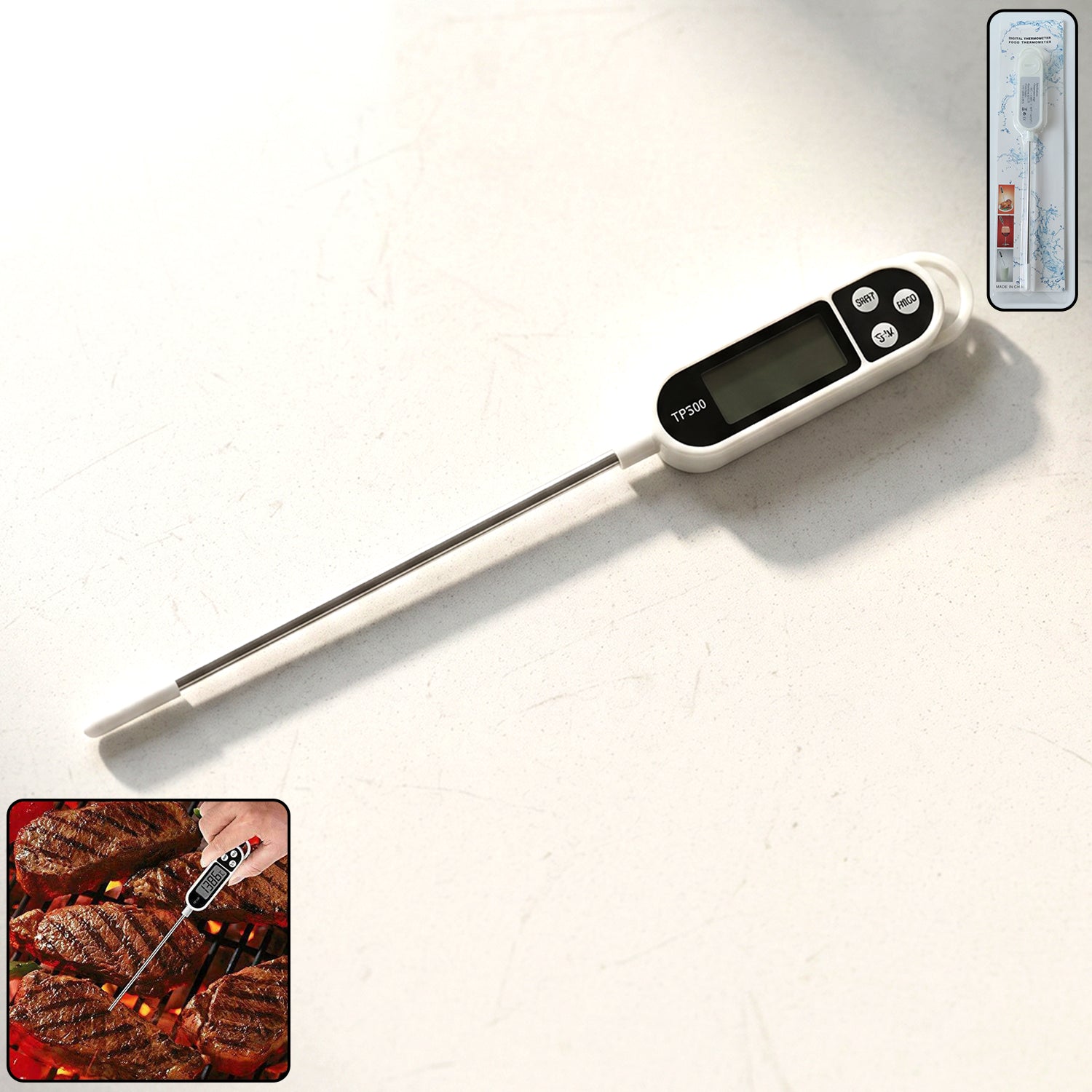 Digital Food Thermometer With Lcd Display (1 Pc)
